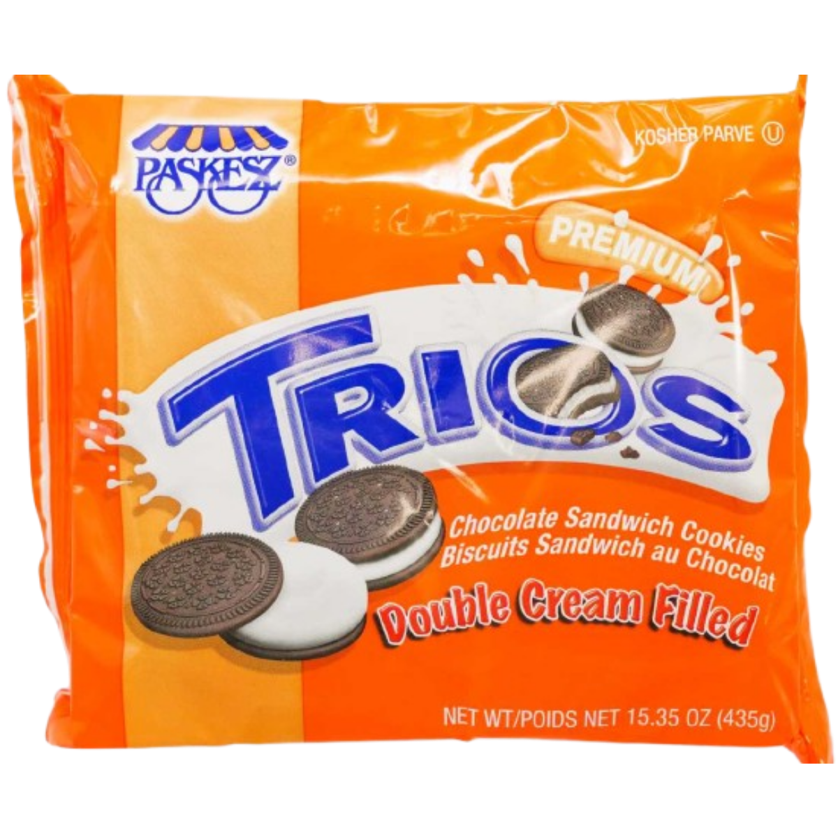 KOSHER TRIOS DOUBLE CREAM SANDWICH COOKIES 405 GR.