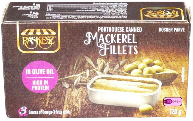 KOSHER MACKEREL FILLETS IN OLIVE OIL 120 GR.
