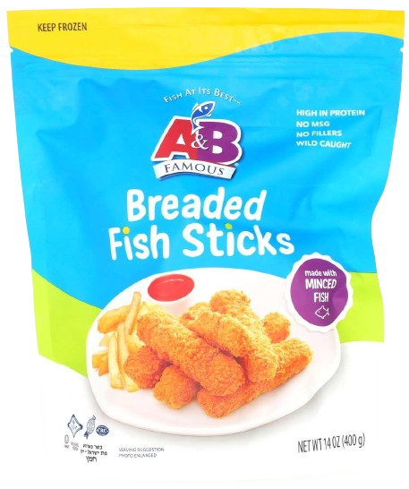 A&B KOSHER BREADED FISH STICKS 400 GR.