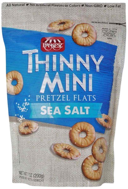 KOSHER THINNY MINI PRETZELS FLAT SEA SALT 200 GR.