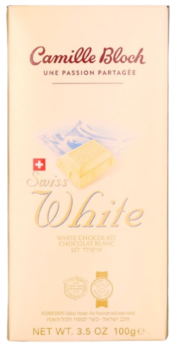 SWISS WHITE CAMILLE BLOCH  KOSHER SWISS CHOCOLATE 100 GR.
